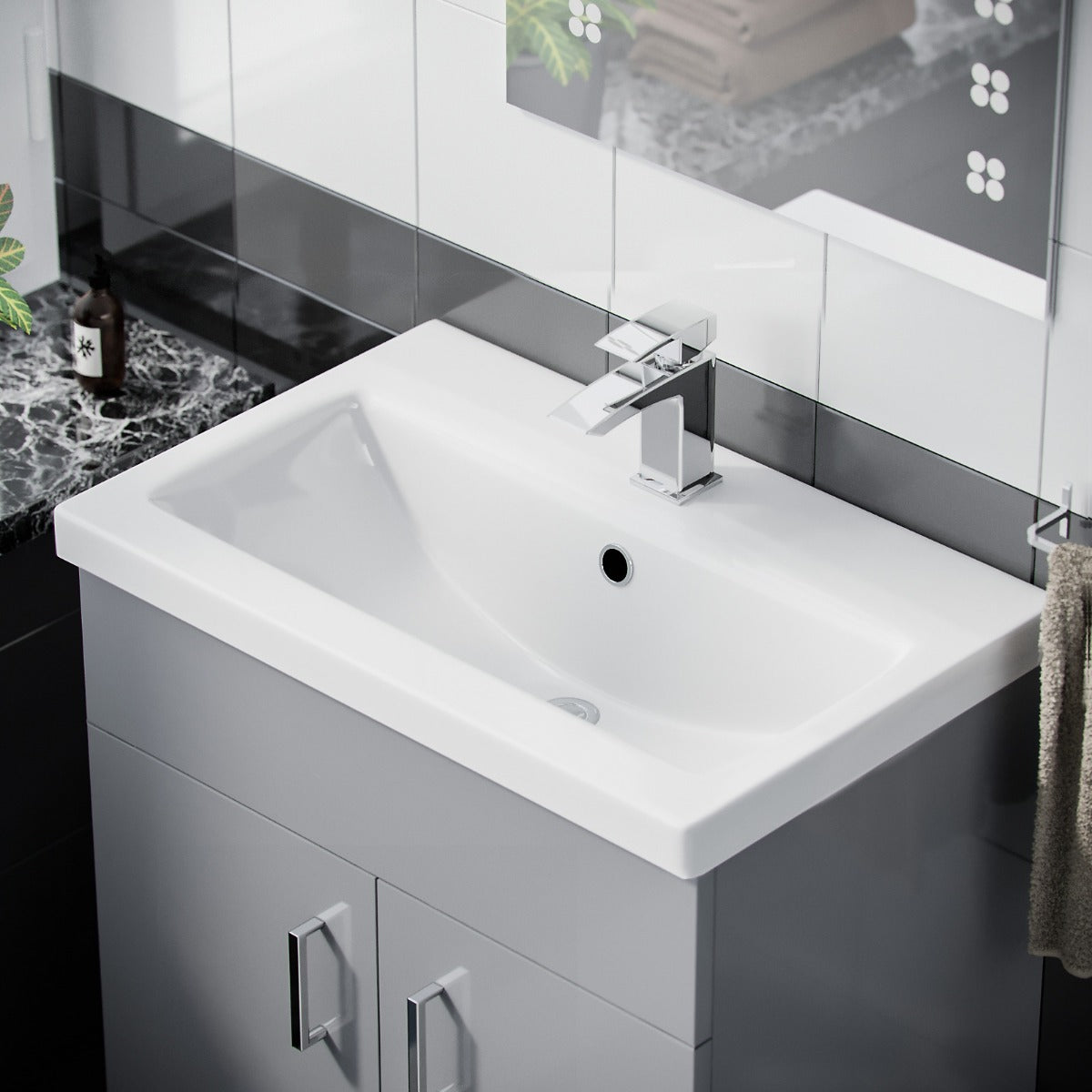 Nanuya 600mm Light Grey Flat Pack Vanity & WC Toilet Pan