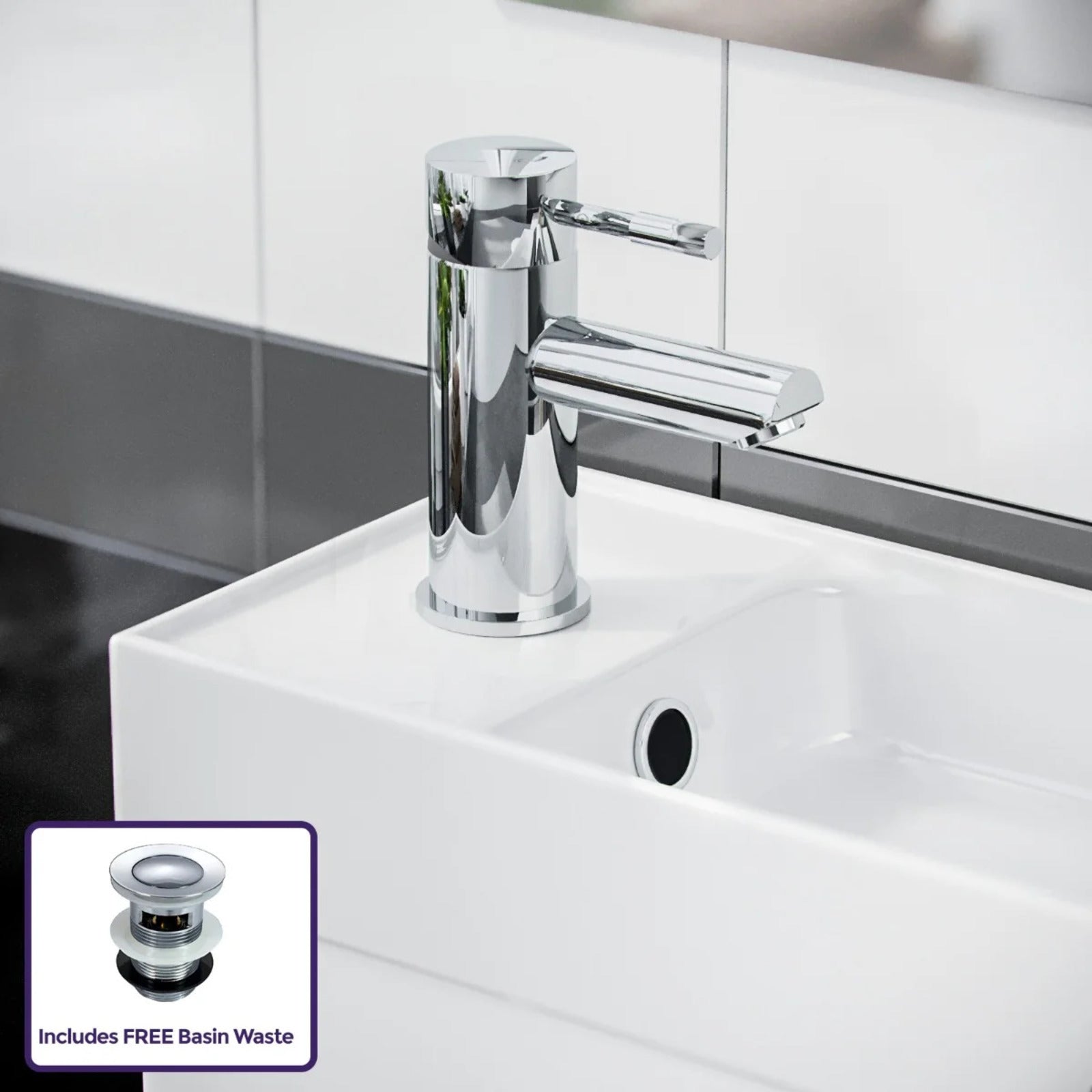Nanuya White 400mm Cloakroom Vanity Basin Unit, Basin Mono Mixer Tap & Waste