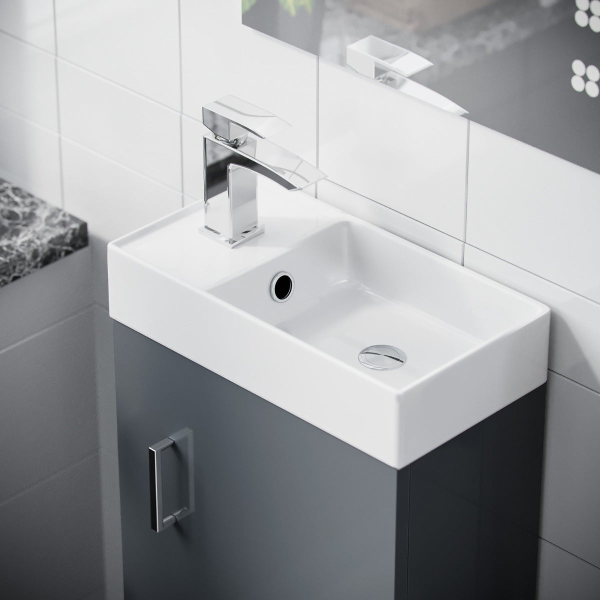 Nanuya 400mm Cloakroom Wall Hung Basin Vanity Unit Grey