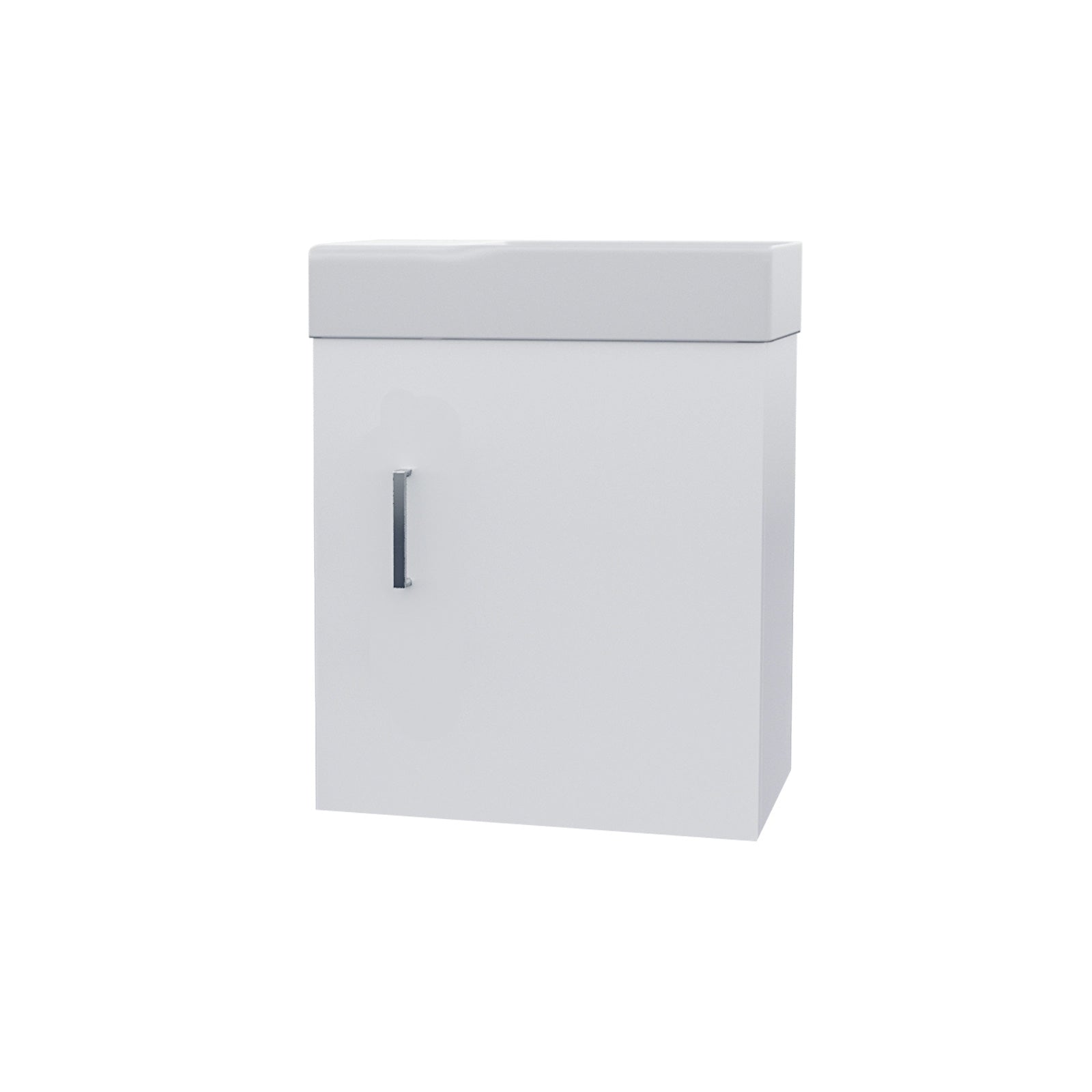 Nanuya 400mm Cloakroom Wall Hung Basin Vanity Unit, Mixer Tap & Waste White