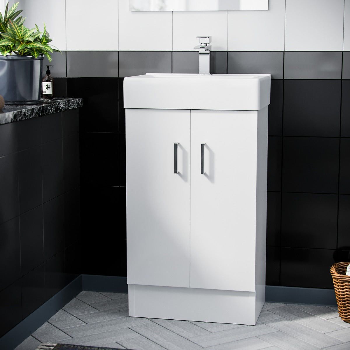 Nanuya 450mm White Gloss Freestanding Basin Vanity Unit
