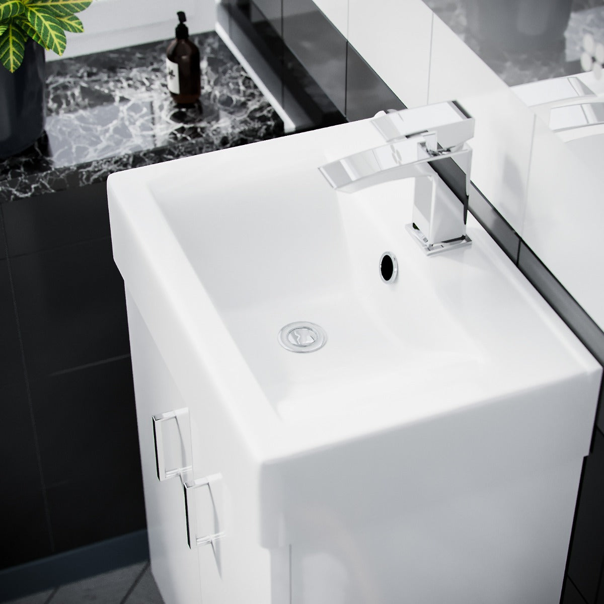 Nanuya 450mm White Gloss Wall Hung Basin Vanity Unit Flat Pack