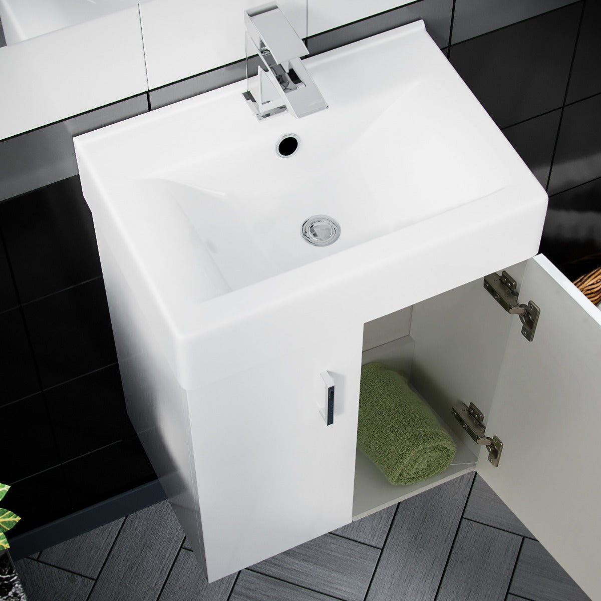 Nanuya 450mm White Gloss Wall Hung Basin Vanity Unit Flat Pack