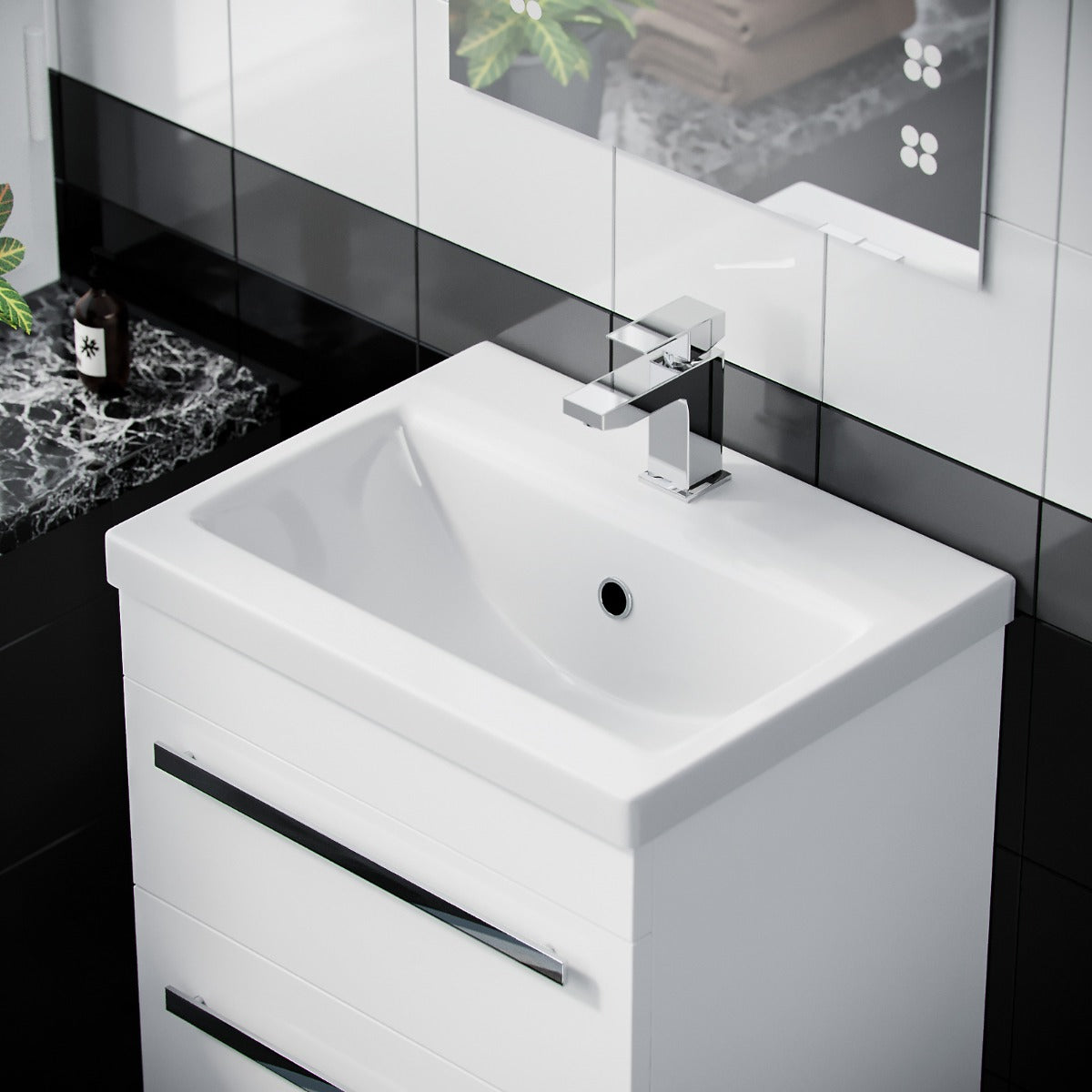 Nanuya 500mm Wall Hung 2 Drawer - Vanity Basin Unit White