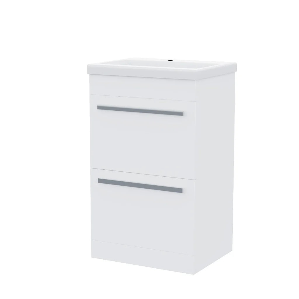 Nanuya 510 mm Basin 2 Drawer Vanity Cabinet & WC Toilet Pan 2-Piece Suite