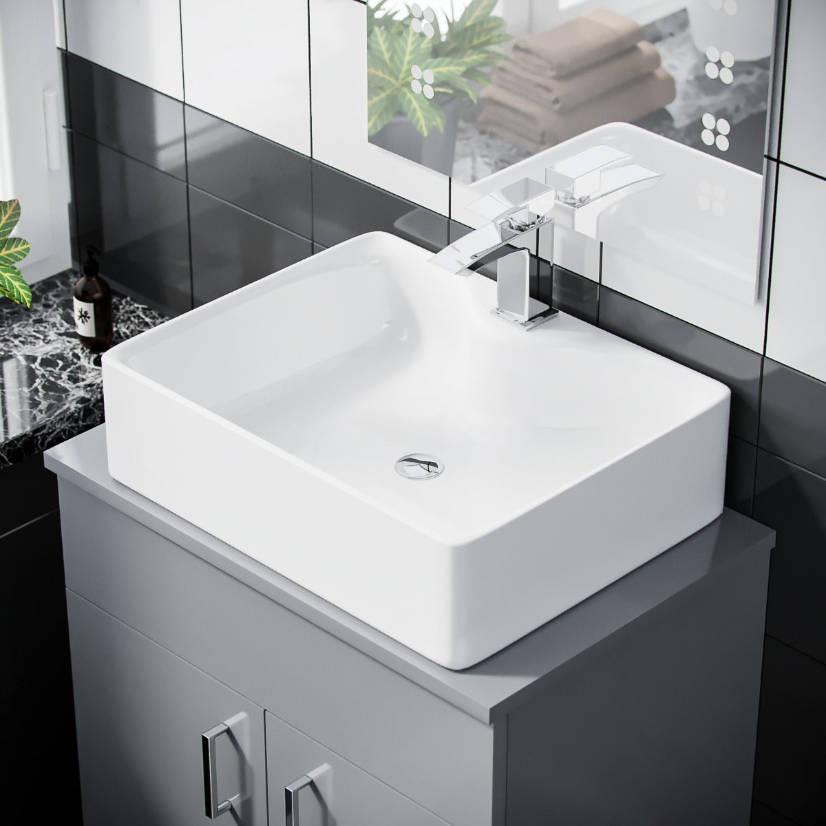 Nanuya  500mm Grey Vanity Cabinet and Rectangle Counter Top Basin Unit
