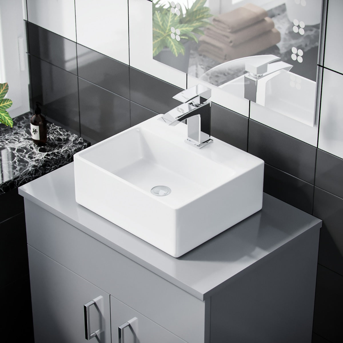 Nanuya 500mm Grey Vanity Cabinet and Small Rectangle Counter Top Basin Unit