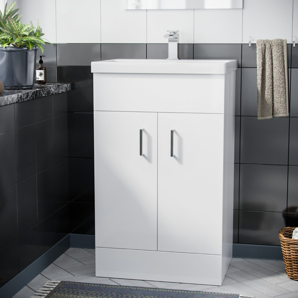 Nanuya 500mm Flat Pack Floorstanding Vanity Basin Unit White