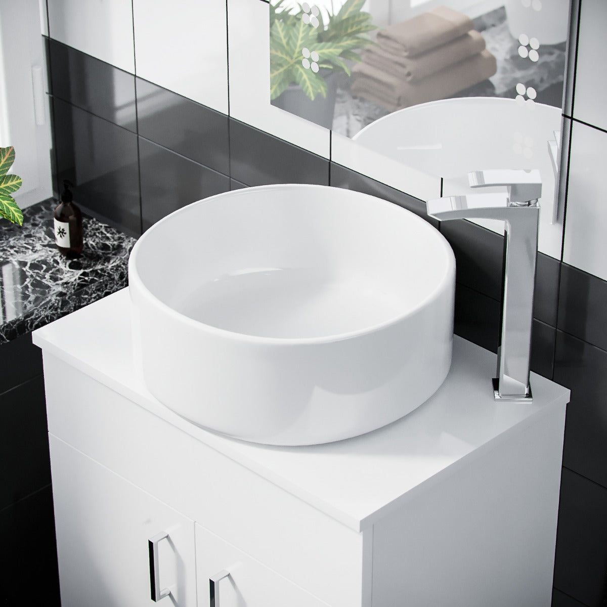Nanuya 500mm White Vanity Cabinet and Rounded Counter Top Basin Sink Unit