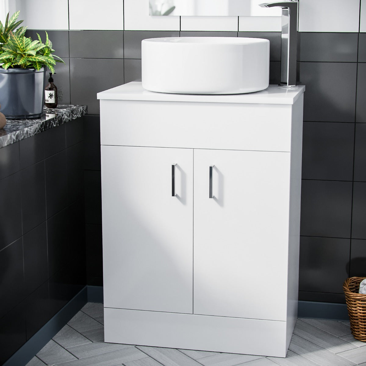 Nanuya 500mm White Vanity Cabinet and Rounded Counter Top Basin Sink Unit