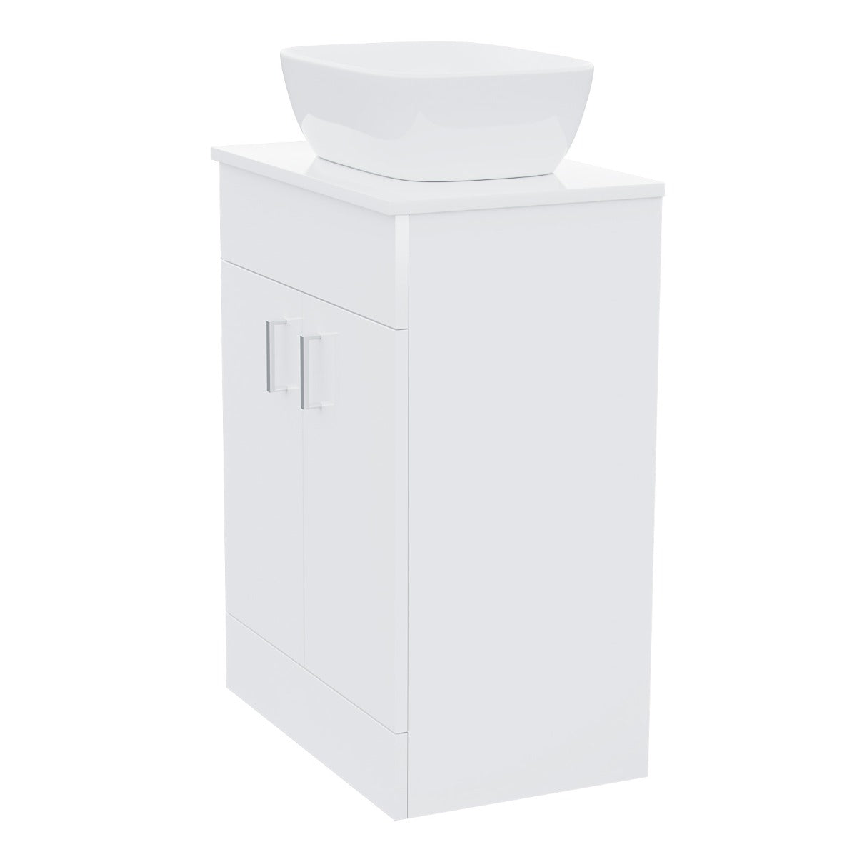 Nanuya 500mm White Vanity Cabinet and Rectangle Curved Edges Counter Top Basin