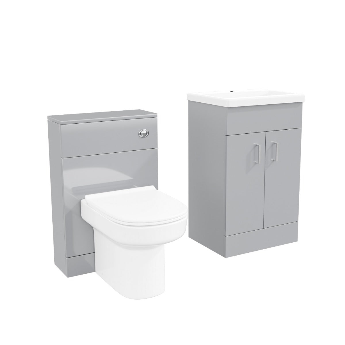 Nanuya 500mm Vanity Basin Unit & WC Unit & Chem Back to Wall Grey `