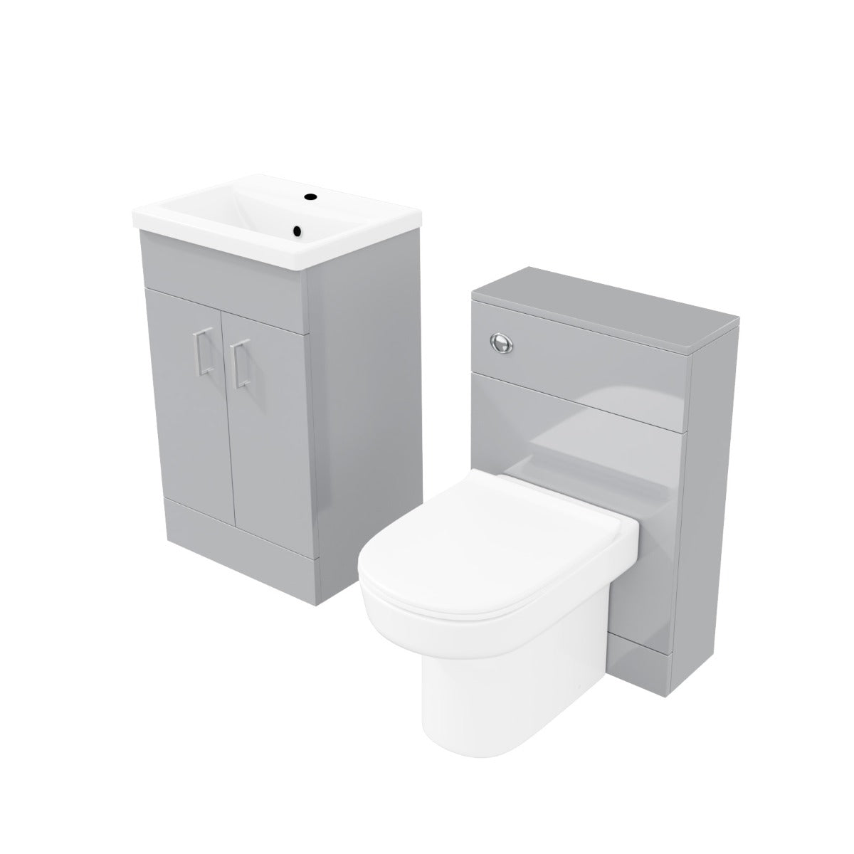 Nanuya 500mm Vanity Basin Unit & WC Unit & Chem Back to Wall Grey `