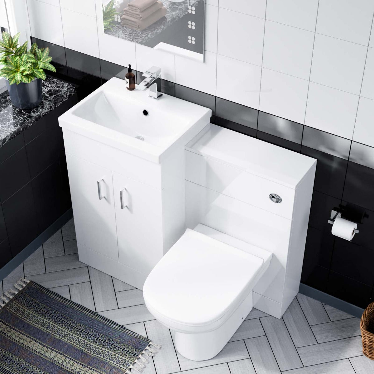 Nanuya 500mm Vanity Basin FP, WC Unit & Elso Back to Wall White