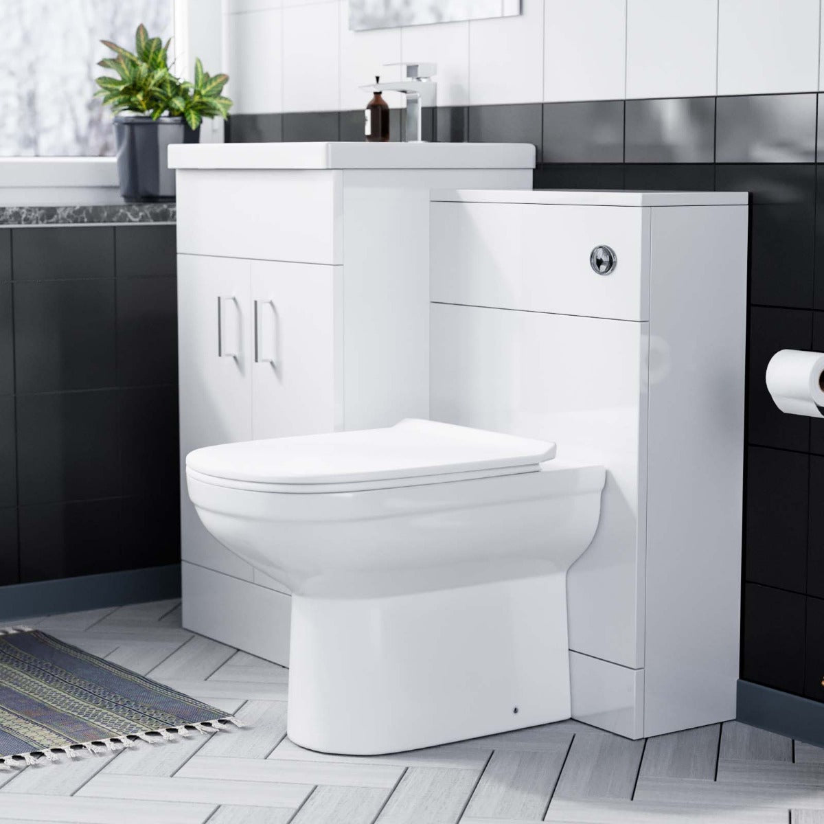 Nanuya 500mm Vanity Basin FP, WC Unit & Elso Back to Wall White