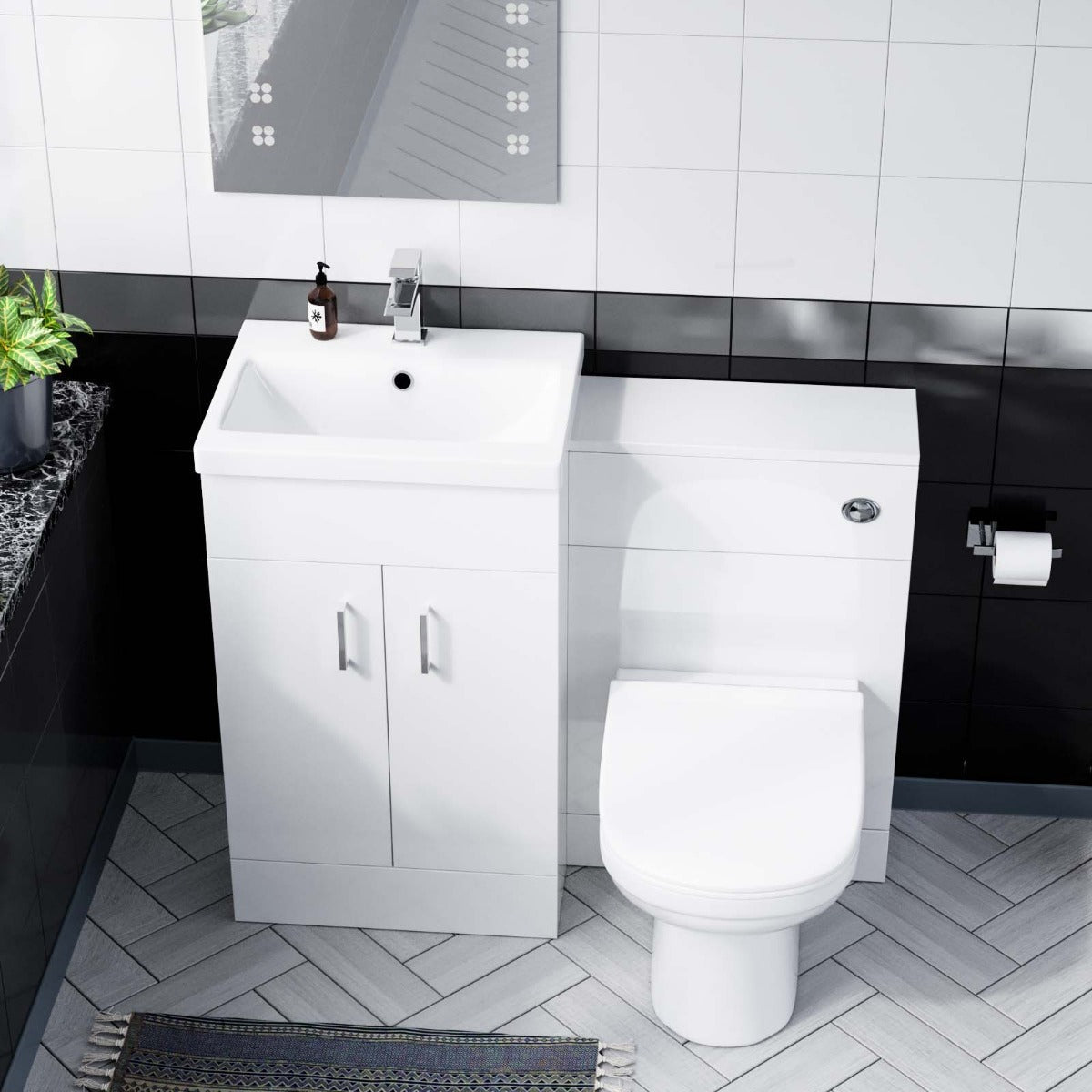 Nanuya 500mm Vanity Basin FP, WC Unit & Elso Back to Wall White