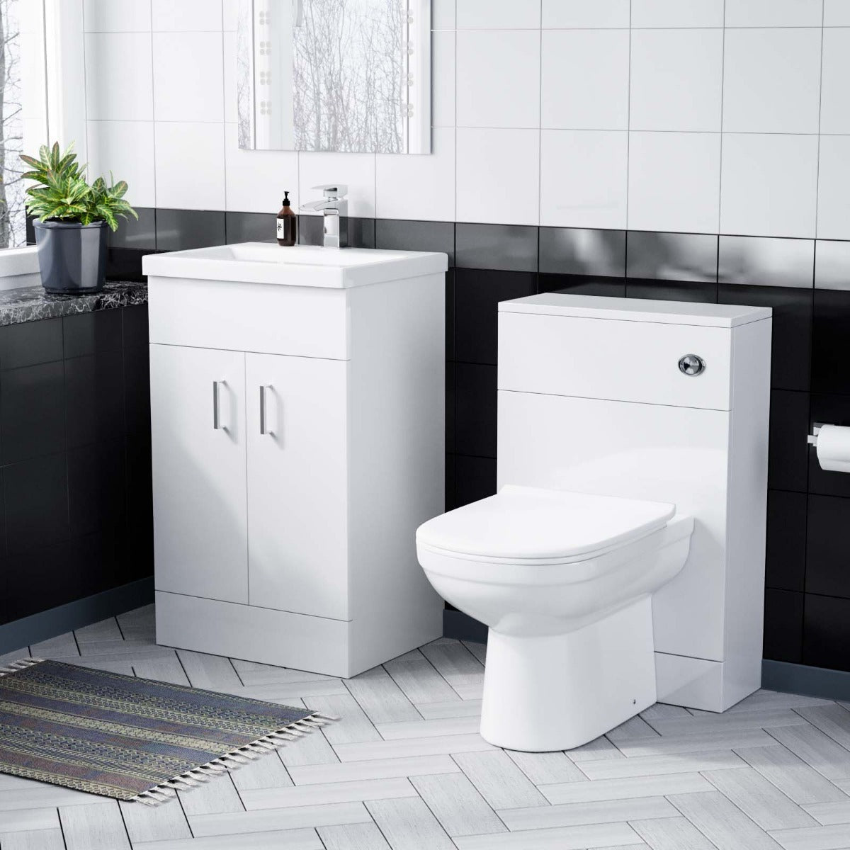 Nanuya 500mm Vanity Basin FP, WC Unit & Elso Back to Wall White