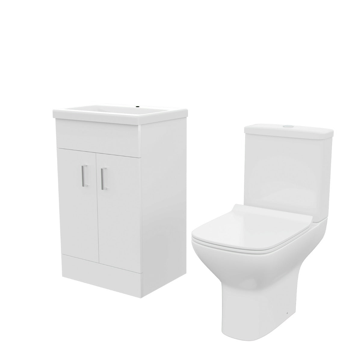Nanuya 500mm Floorstanding Vanity Unit And Rimless Close Coupled Toilet White