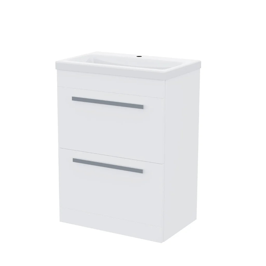 Nanuya 610 mm Basin 2 Drawer Vanity Cabinet & WC Toilet Pan 2-Piece Suite