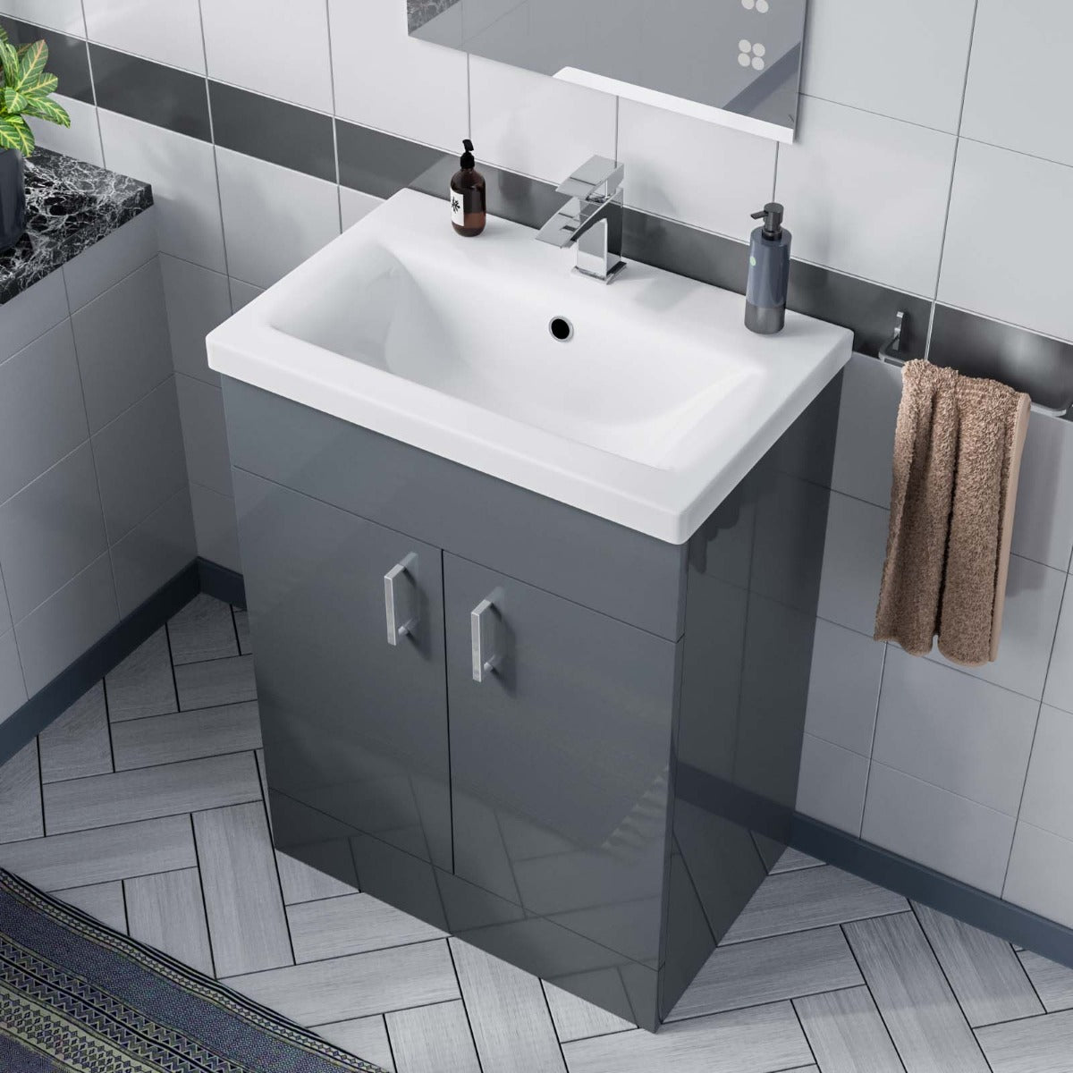 Nanuya 600mm Floorstanding Vanity Basin Unit Grey