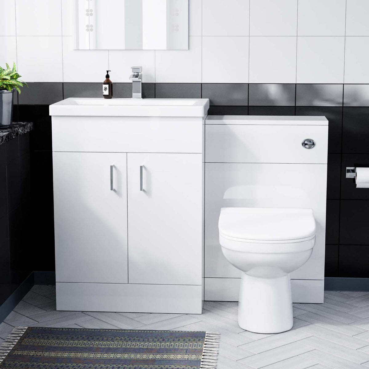 Nanuya 600mm Vanity Basin FP, WC Unit & Elso Back to Wall White