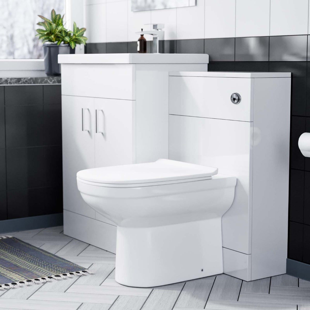 Nanuya 600mm Vanity Basin FP, WC Unit & Elso Back to Wall White