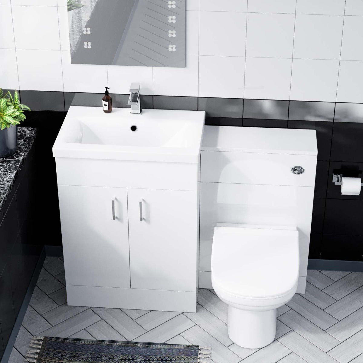 Nanuya 600mm Vanity Basin FP, WC Unit & Elso Back to Wall White