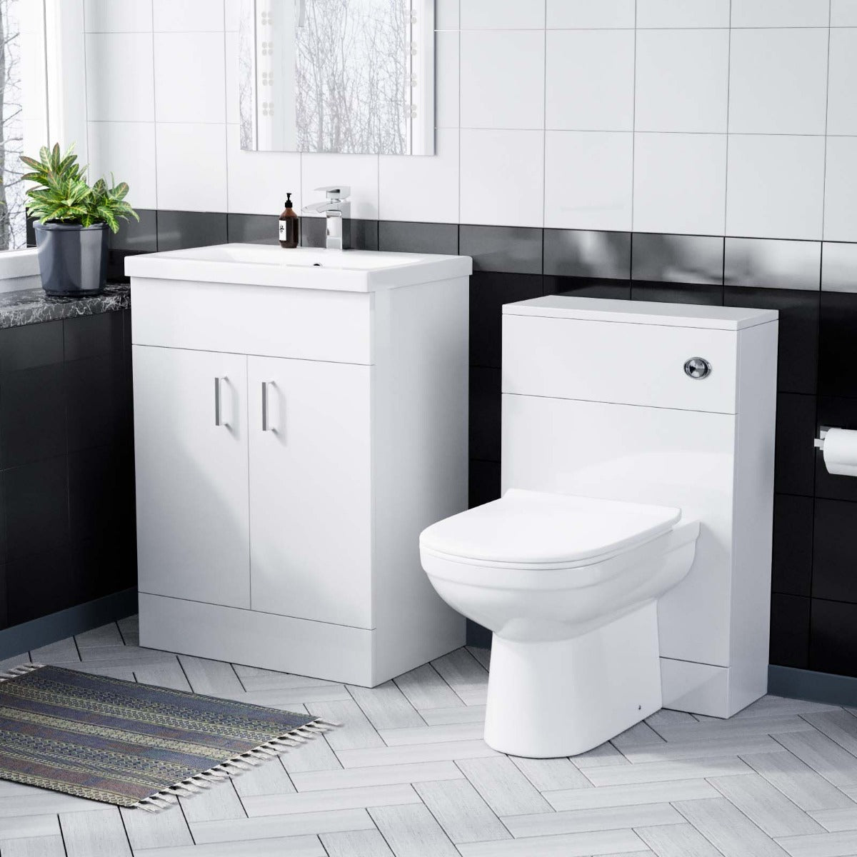 Nanuya 600mm Vanity Basin FP, WC Unit & Elso Back to Wall White
