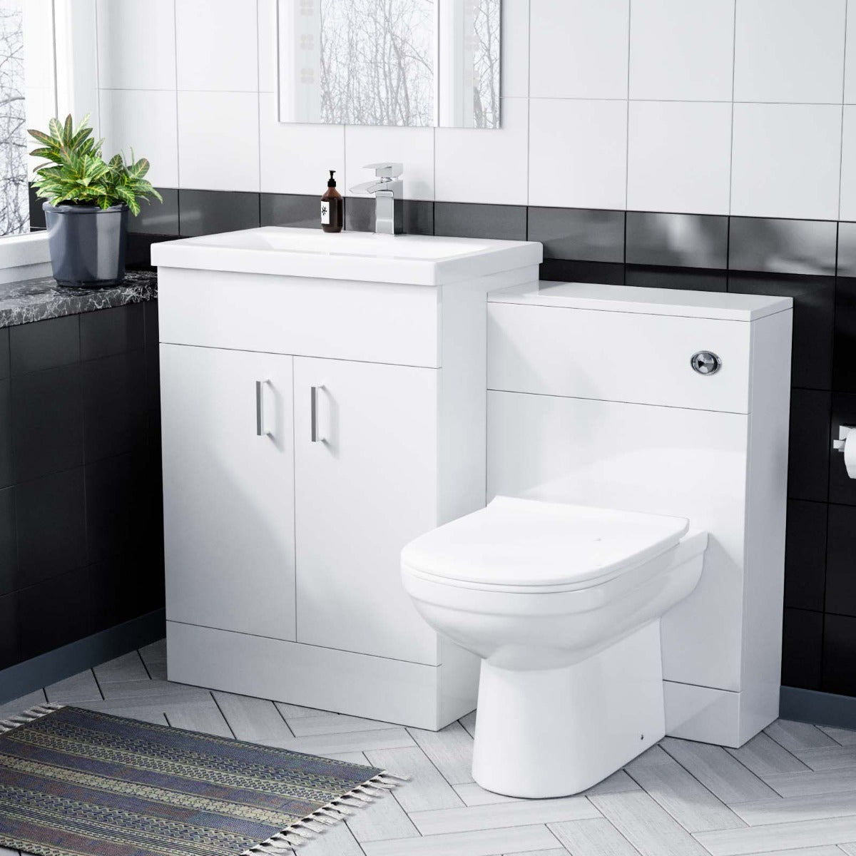 Nanuya 600mm Vanity Basin FP, WC Unit & Elso Back to Wall White