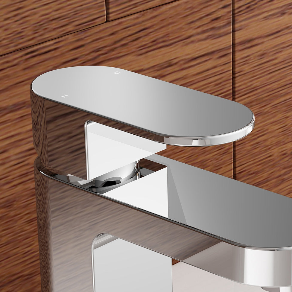 Eclipse Contemporary Design Set Of Chrome Bathroom Basin Single Lever Tap And Bath Filler