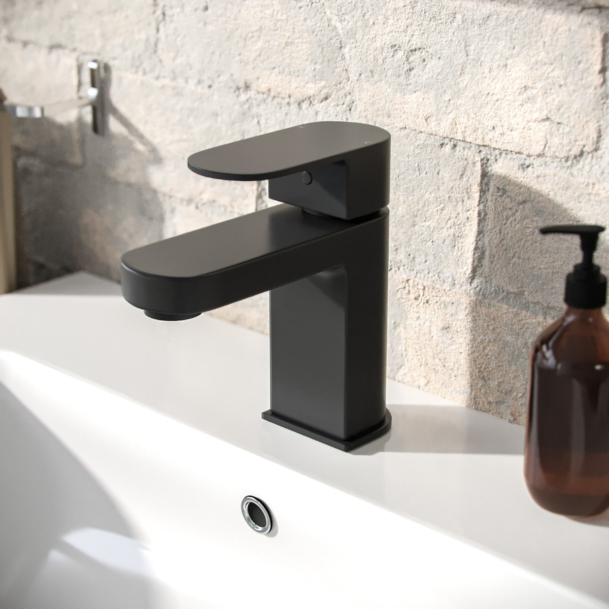 Eclipse Modern Matte Black Mono Basin Mixer Tap & Waste