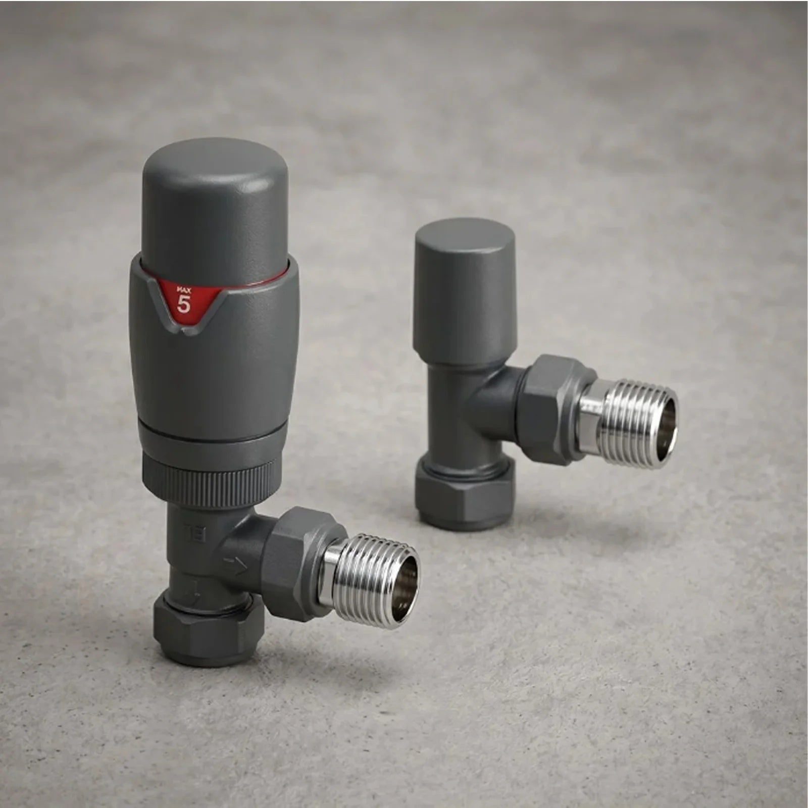 Designer Angled Radiator Valves - Anthracite