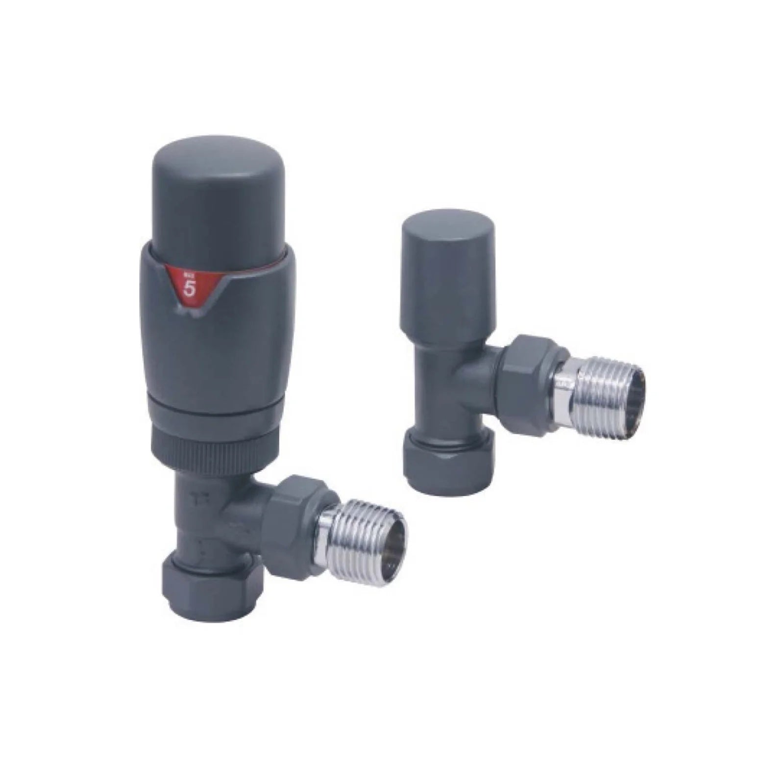 Designer Angled Radiator Valves - Anthracite