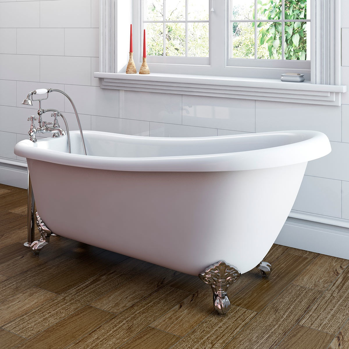 Churchill Traditional Freestanding Cross Head Bath Shower Mixer Tap With Handheld Kit