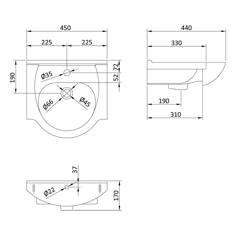 Ellen 450mm Vanity Basin Unit, WC Unit & Chem Back To Wall Toilet White