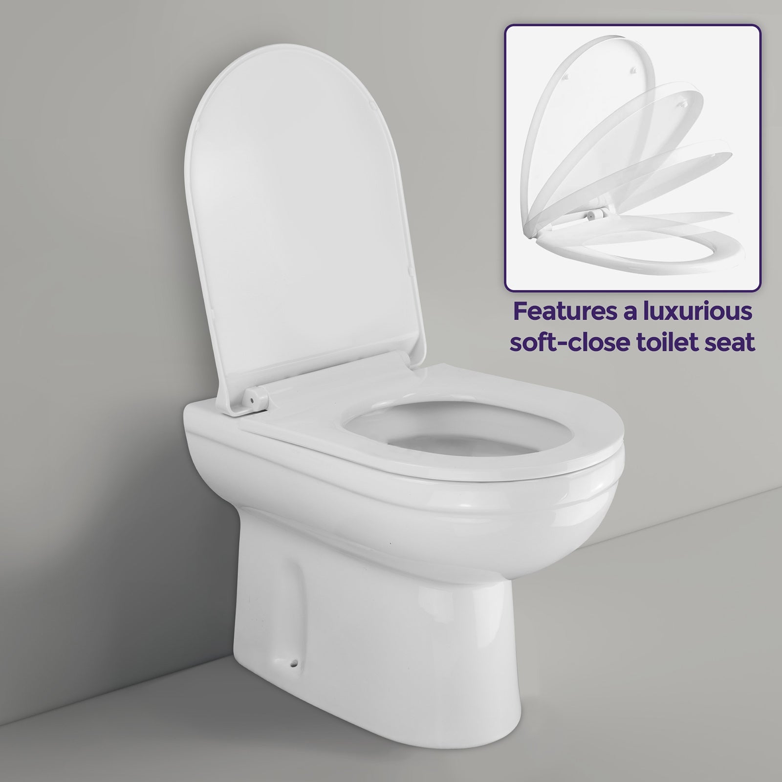 Ingersly Back To Wall Modern Toilet Pan with Soft Close Seat and Concealed Cistern