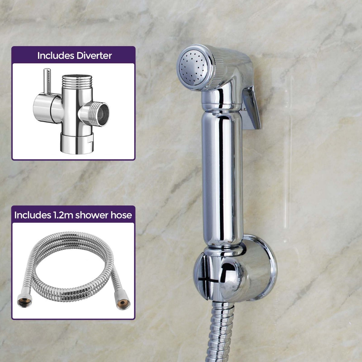Hygienic Douche Toilet Shataf Bidet Shower Spray and  Diverter Set