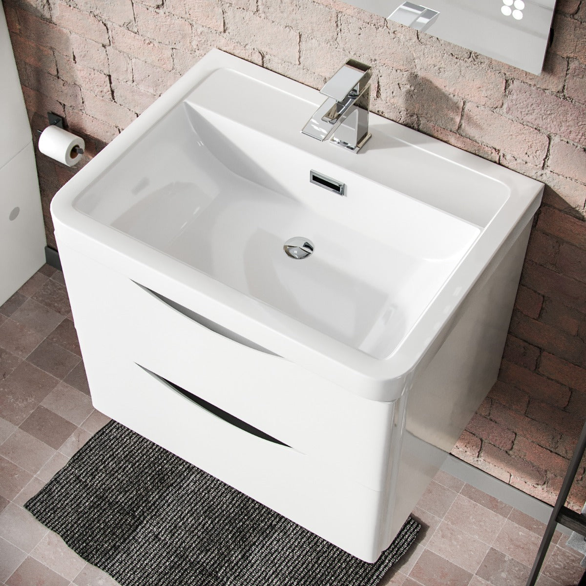 Merton 600mm Wall Hung Vanity Basin Unit & Close Coupled Toilet White