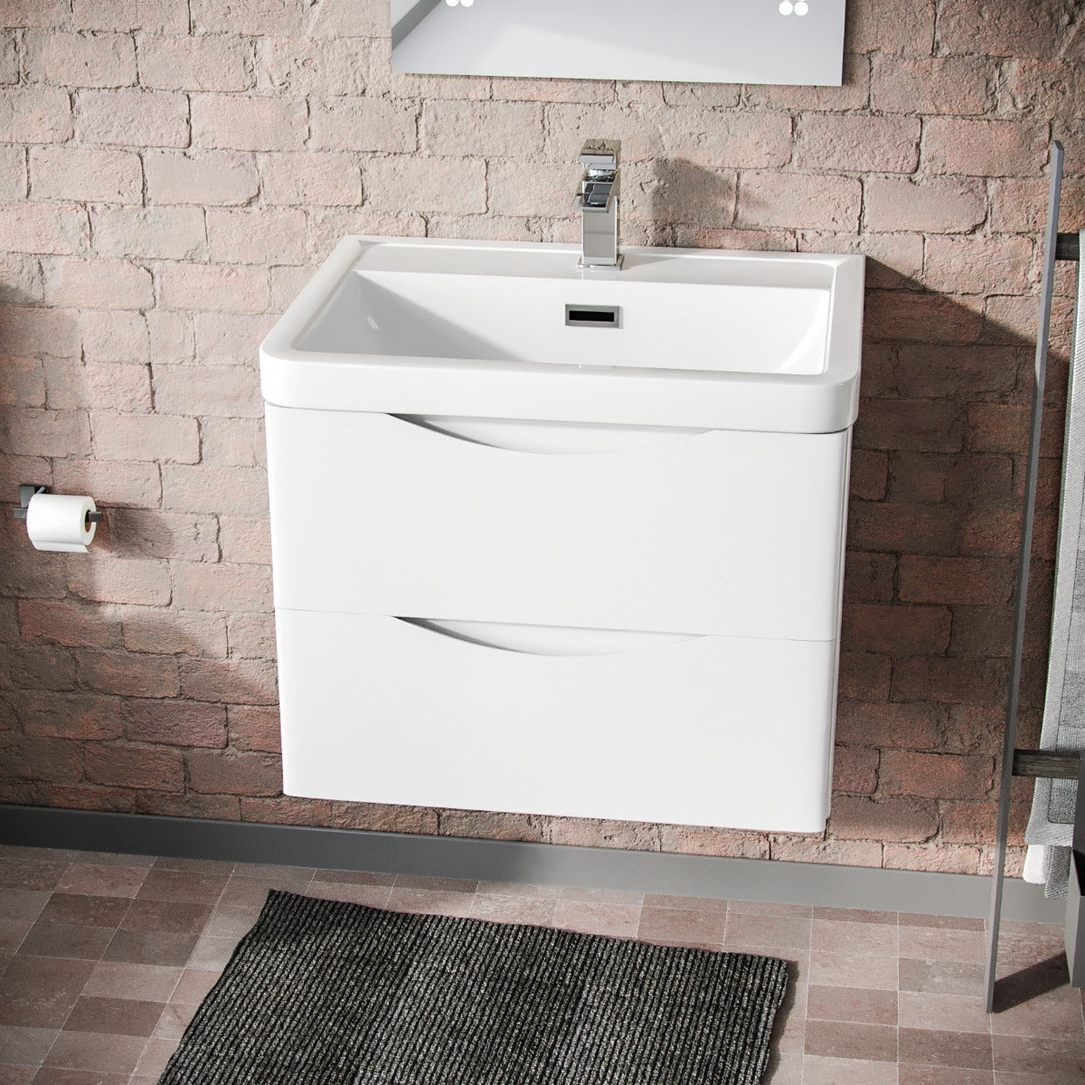 Merton 600mm Wall Hung Vanity Basin Unit & Close Coupled Toilet White