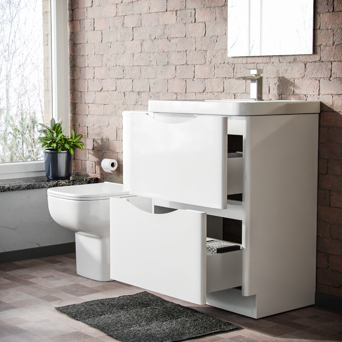 Merton 600mm 2 Drawer Vanity Basin Unit & Close Coupled Toilet