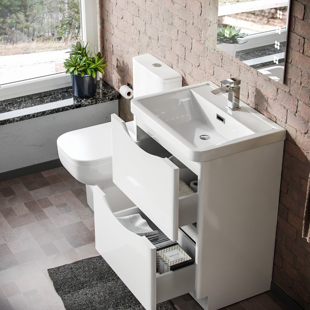 Merton 600mm 2 Drawer Vanity Basin Unit & Close Coupled Toilet