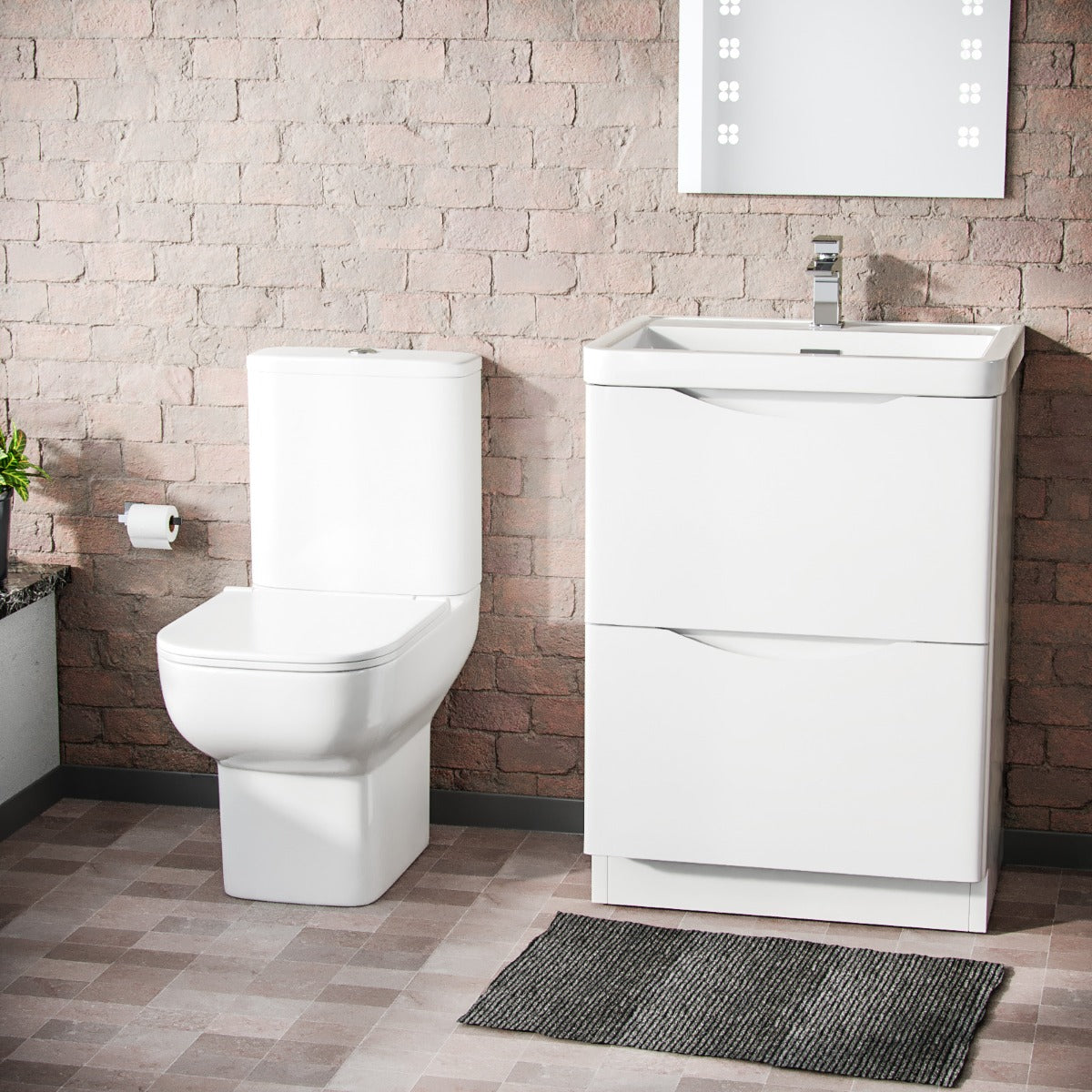 Merton 600mm 2 Drawer Vanity Basin Unit & Close Coupled Toilet