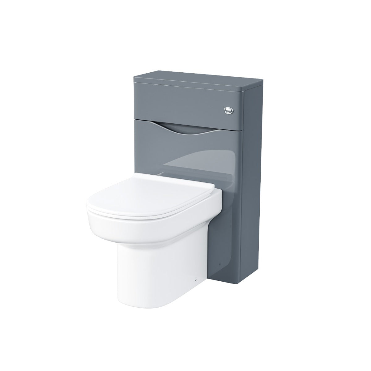 Merton Modern 500 WC Unit and BTW Back To Wall Toilet Pan Soft Close Seat Grey