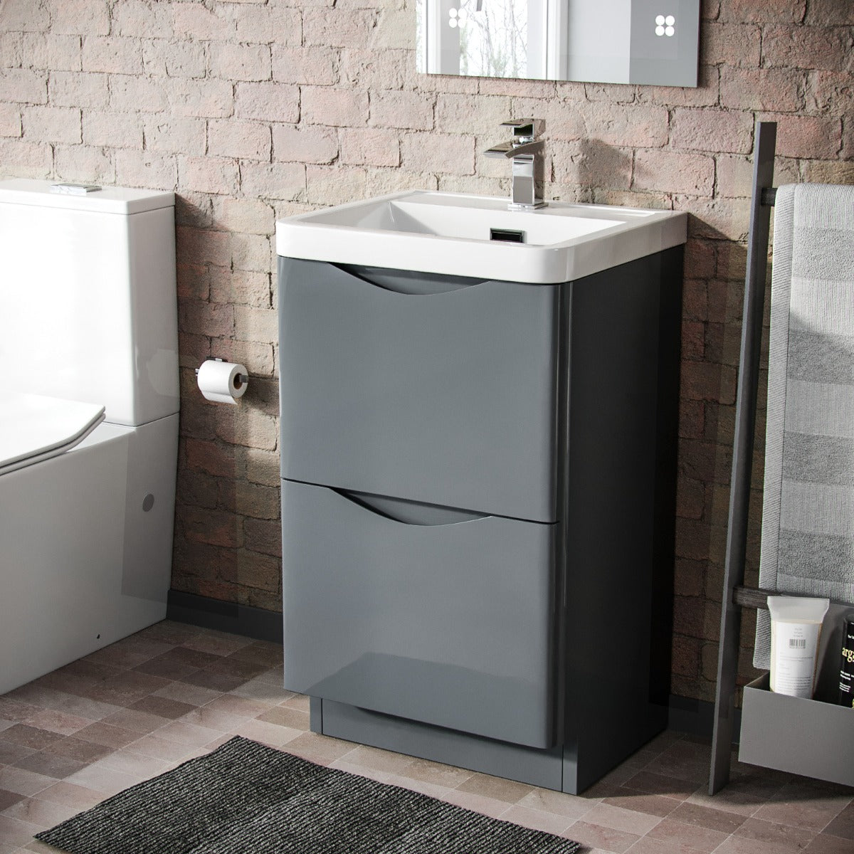 Merton 500mm Floorstanding Basin Vanity Unit Grey