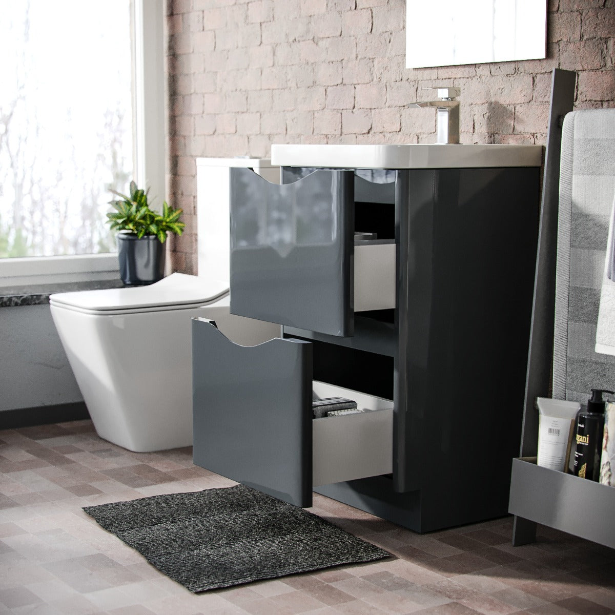 Merton 500mm Floorstanding Basin Vanity Unit Grey