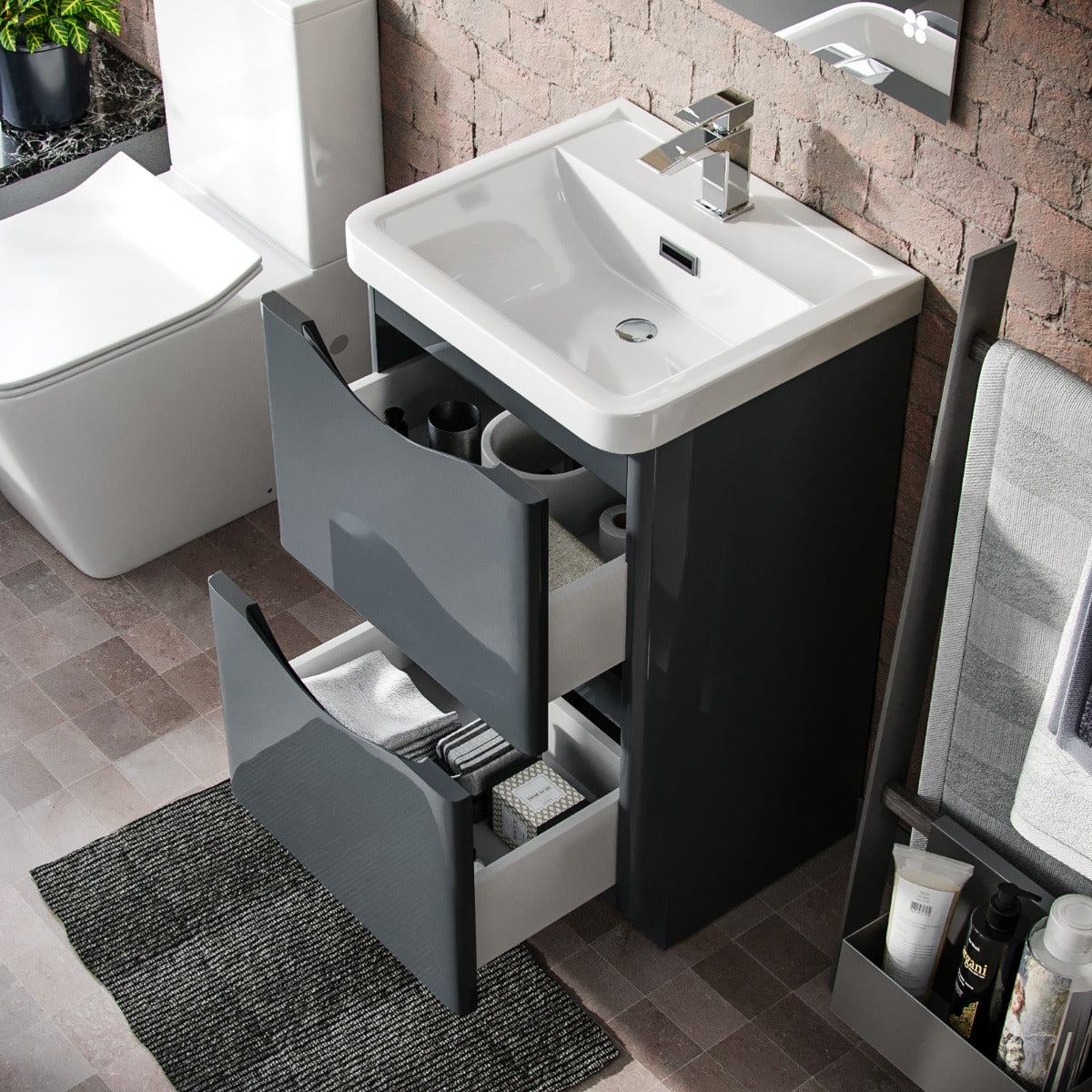 Merton 500mm Floorstanding Basin Vanity Unit Grey