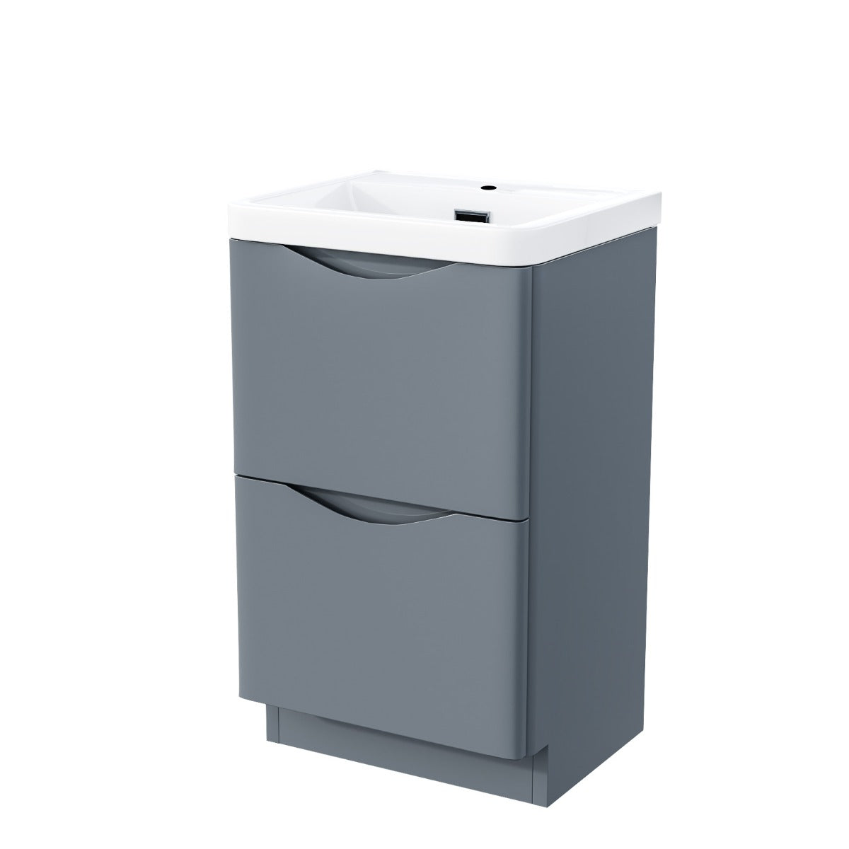Merton 500mm 2 Drawer Vanity Basin Unit, WC Unit & Chem Back to Wall Toilet Grey