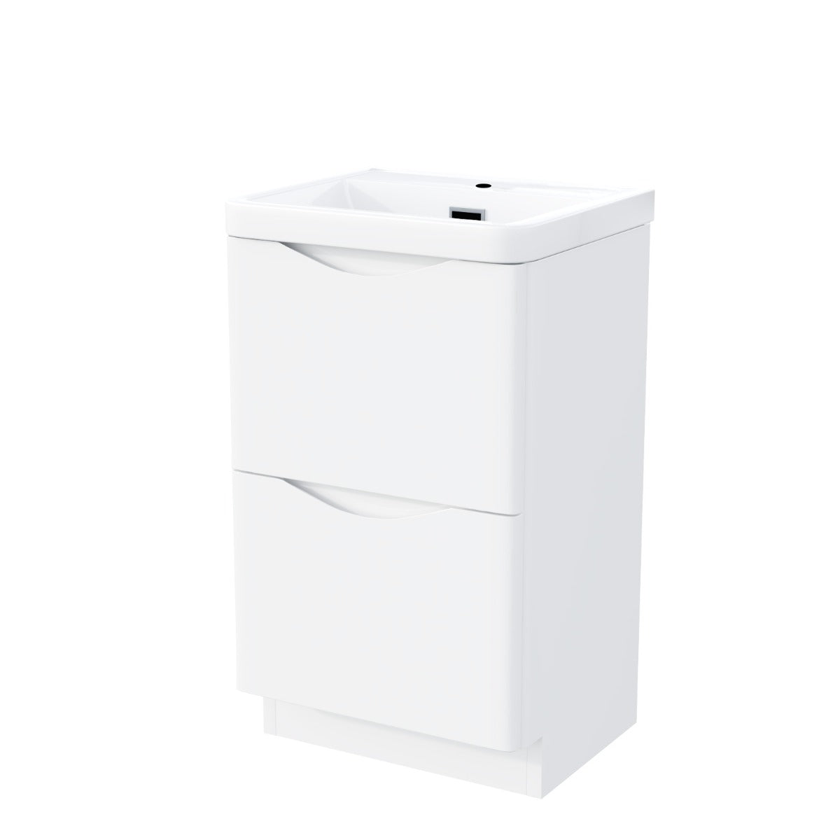 Merton 500mm 2 Drawer Vanity Basin Unit, WC Unit & Chem Back to Wall Toilet White