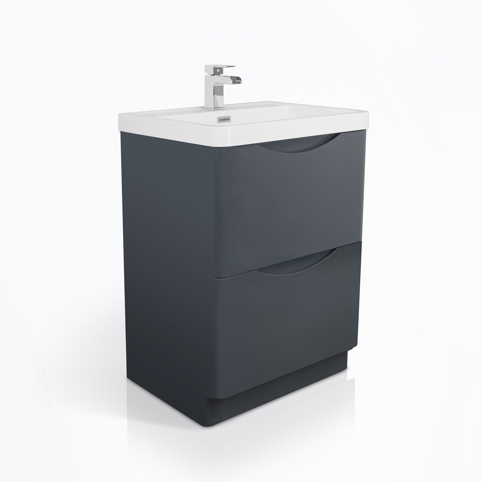 Merton 600mm Dark Grey Freestanding Bathroom Vanity Basin Unit + Wall Hung Tall Storage Cabinet