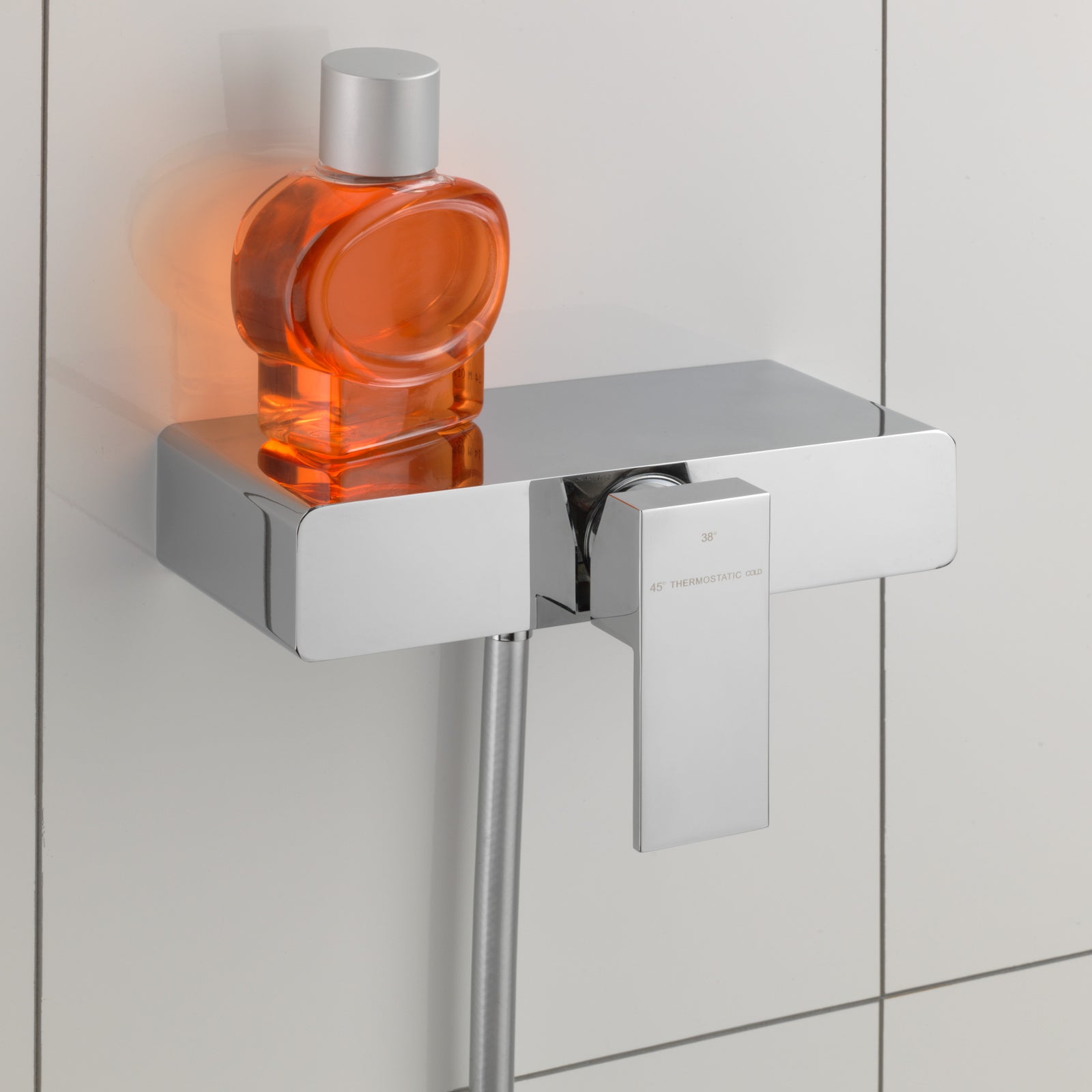 Cool Touch Thermostatic Square Chrome Wall Mounted Exposed Shower Mixer Valve